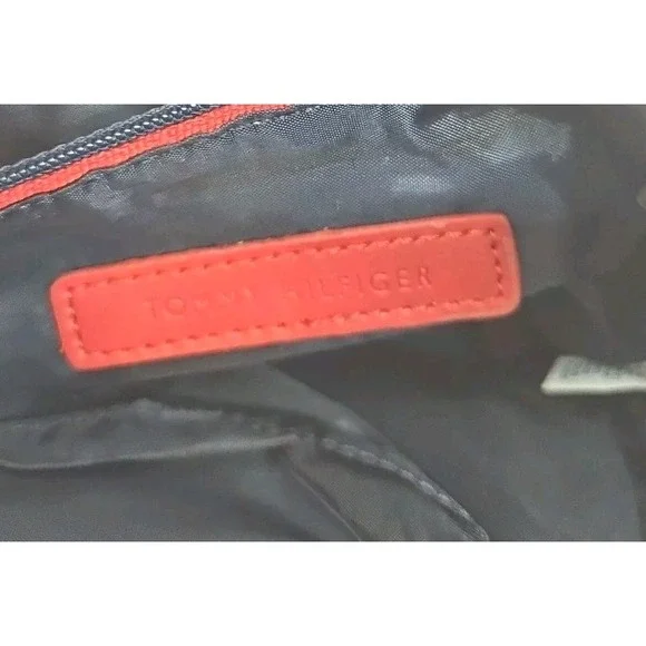 Tommy Hilfiger Tan Blue Square Stripe Crossbody Bag Purse Vintage - Picture 9 of 13